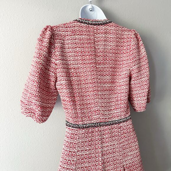 Maje Tweed Mini Dress V Neck with Ethnic Trim‎ women’s size 2 recycled polyester - Picture 9 of 16